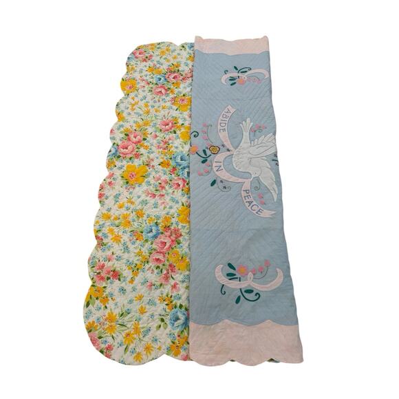 Handmade Machine Sewn Quilt Top Patchwork Scalloped Reversible 91” L x 78” W - Picture 2 of 14